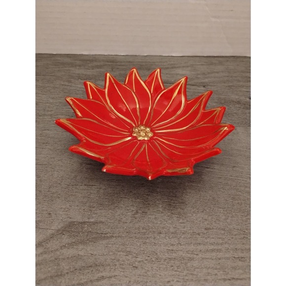 70s ATLANTIC MOLD Poinsettia Flower Trinket Dish - Picture 1 of 5